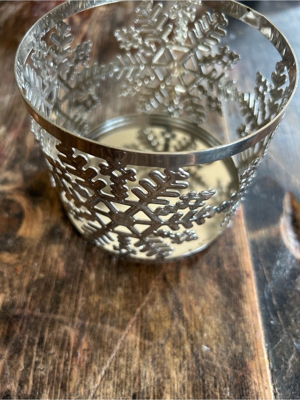Silver Snowflake Metal Votive Candle Holder - Holiday Decor